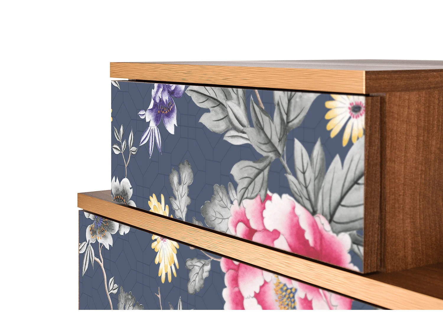 Comodino - 58х58х41 cm - NS1 - Dark Flower Bed, Noce