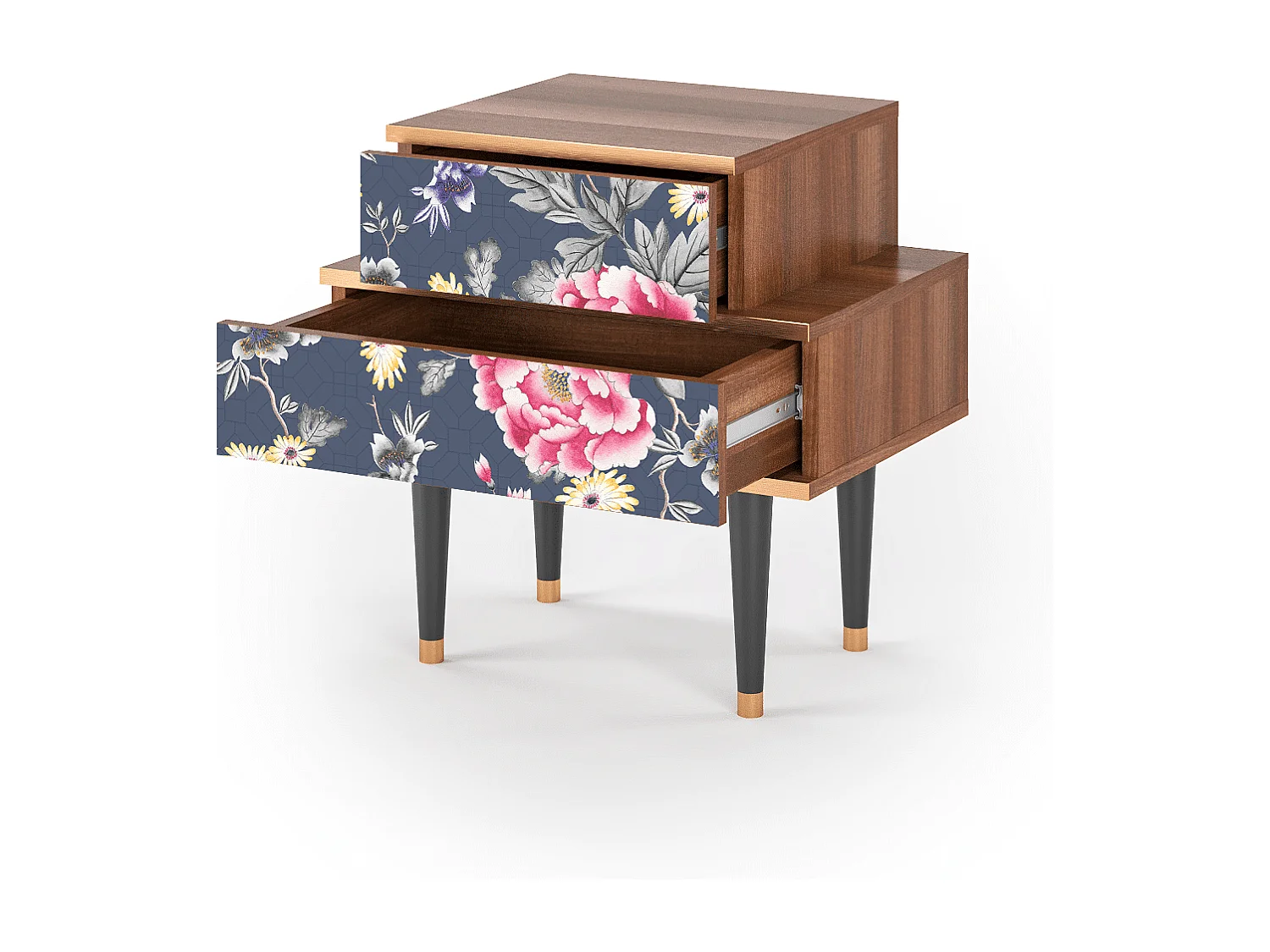 Comodino - 58х58х41 cm - NS1 - Dark Flower Bed, Noce