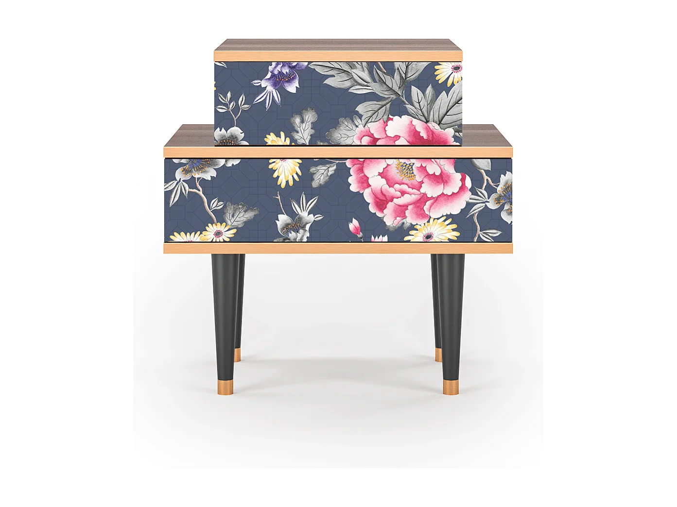 Table de nuit - 58х58х41 cm - NS1 - Dark Flower Bed, Noyer