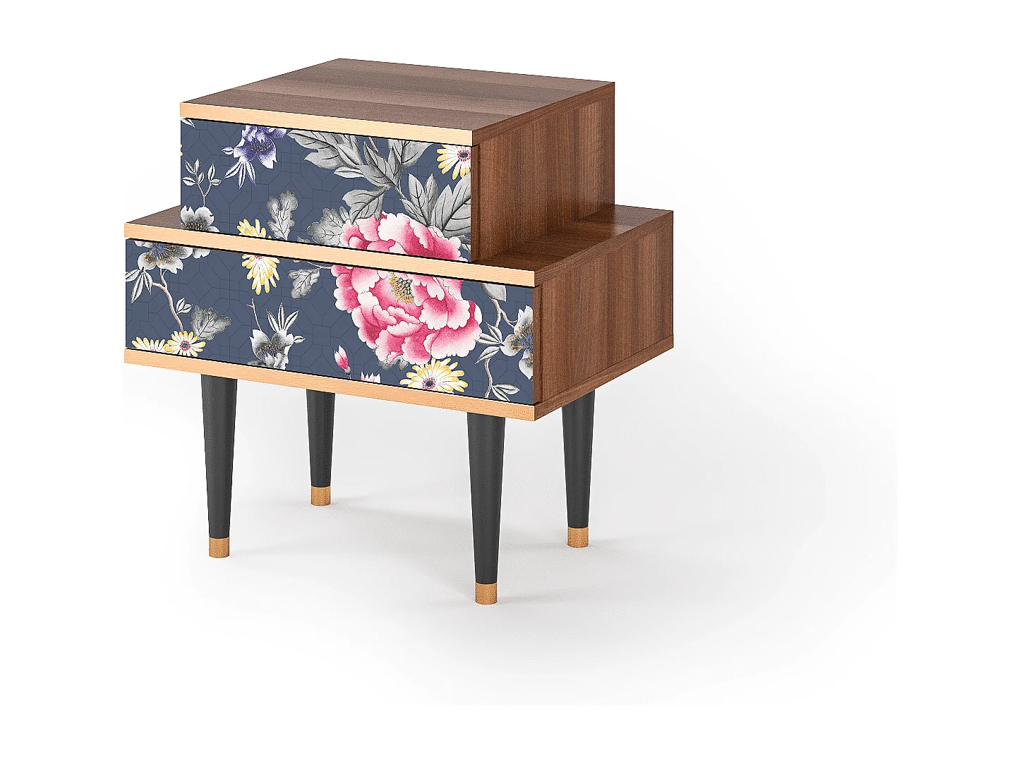 Table de nuit - 58х58х41 cm - NS1 - Dark Flower Bed, Noyer