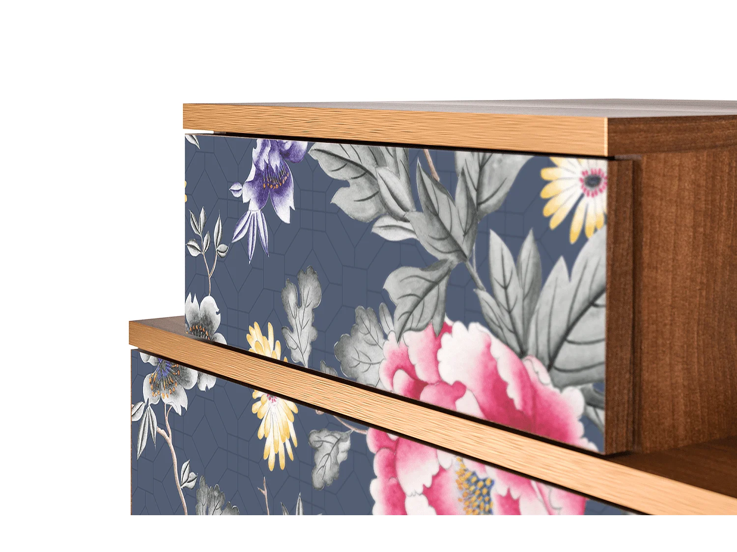 Table de nuit - 58х58х41 cm - NS1 - Dark Flower Bed, Noyer