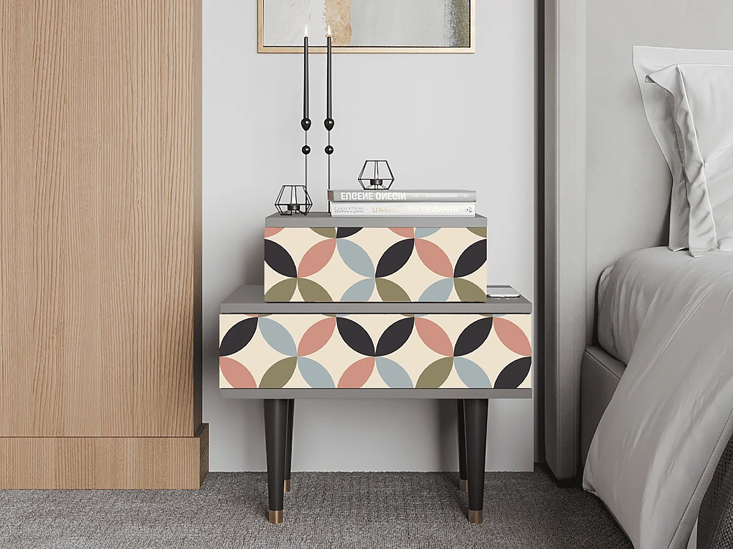 Criado-mudo - 58х58х41 cm - NS1 - Butterfly Effect, Cinza