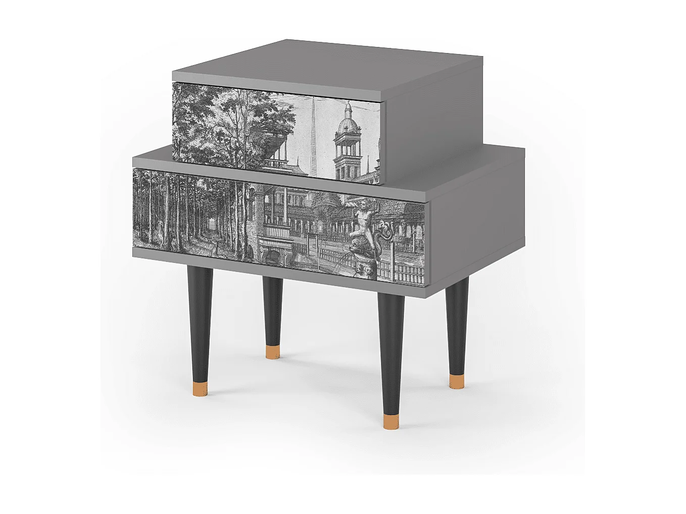 Mesita de noche - 58х58х41 cm - NS1 - View of the Piazza, Gris