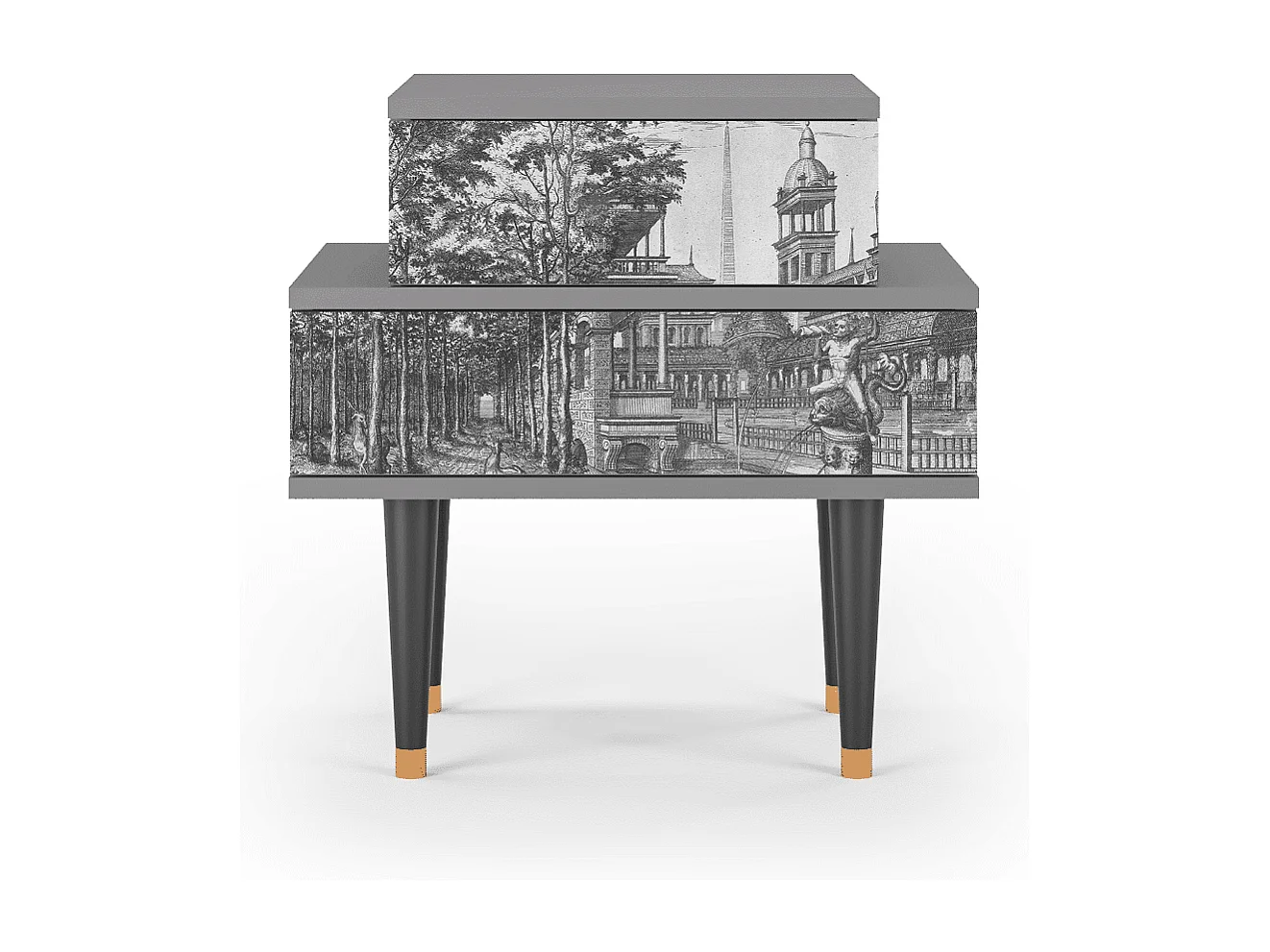 Stolik nocny - 58х58х41 cm - NS1 - View of the Piazza, Szary