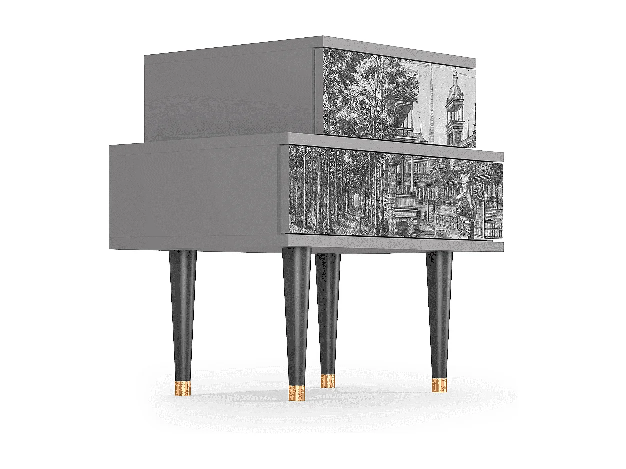 Stolik nocny - 58х58х41 cm - NS1 - View of the Piazza, Szary