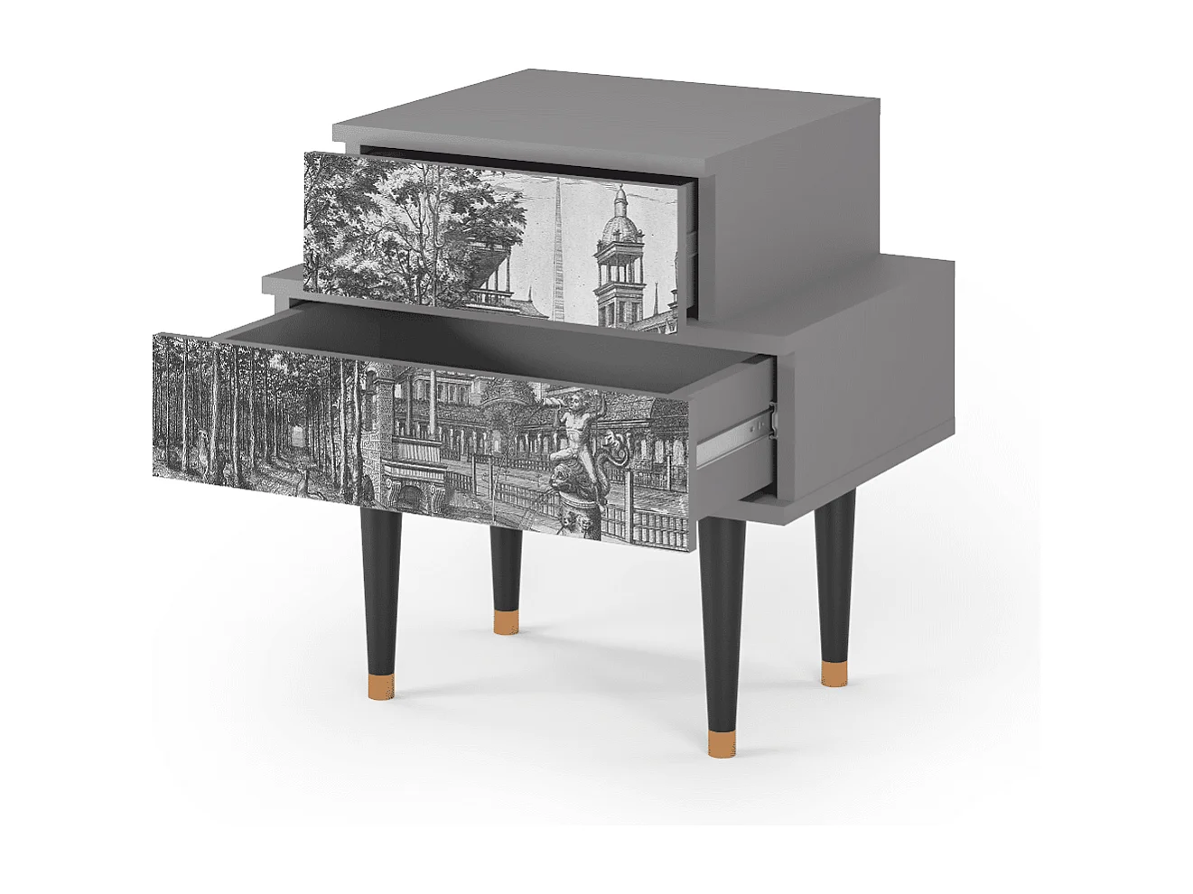 Stolik nocny - 58х58х41 cm - NS1 - View of the Piazza, Szary