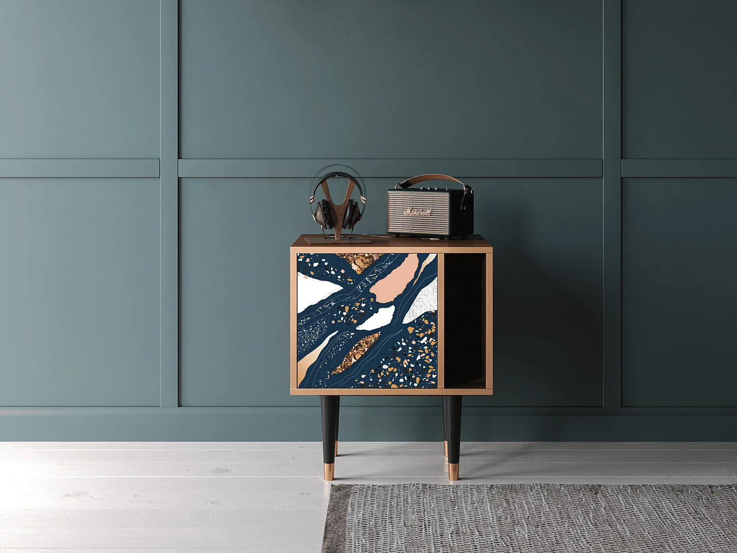 Stolik nocny - 57х69х48 cm - S2 - Nude Iceberg, Orzech