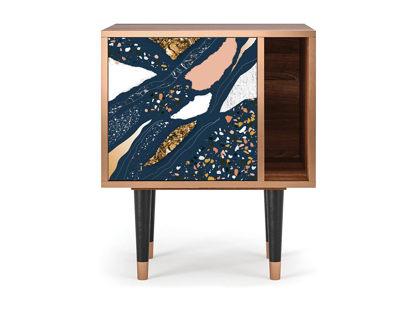 Stolik nocny - 57х69х48 cm - S2 - Nude Iceberg, Orzech