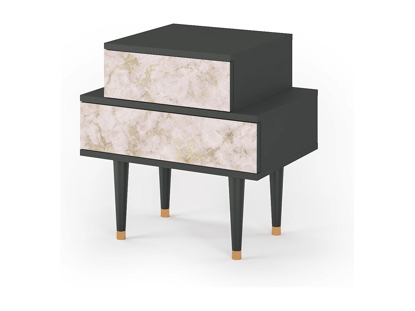 Stolik nocny - 58х58х41 cm - NS1 - Dirty Roses, Antracyt