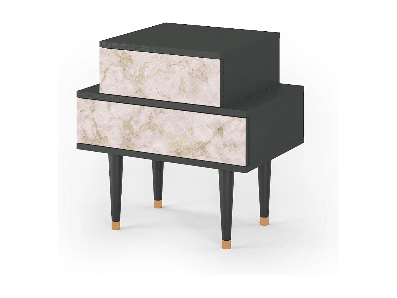 Nachtkastje - 58х58х41 cm - NS1 - Dirty Roses, Antraciet