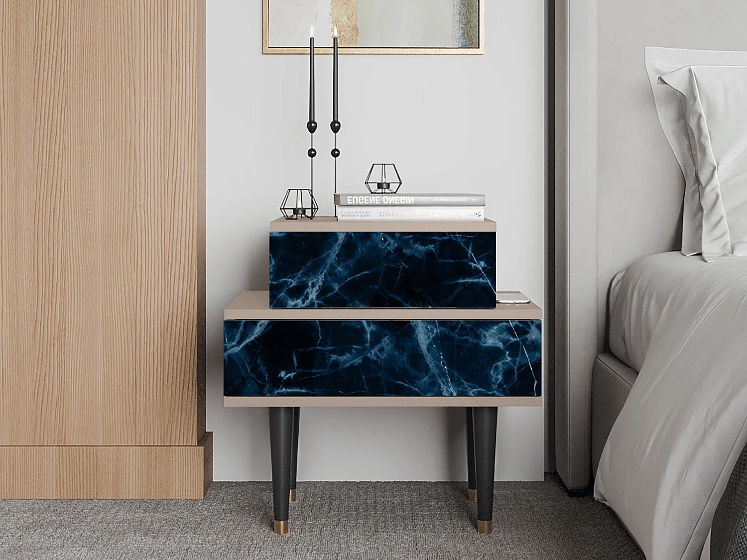 Table de nuit - 58х58х41 cm - NS1 - Deep Ocean, Latte