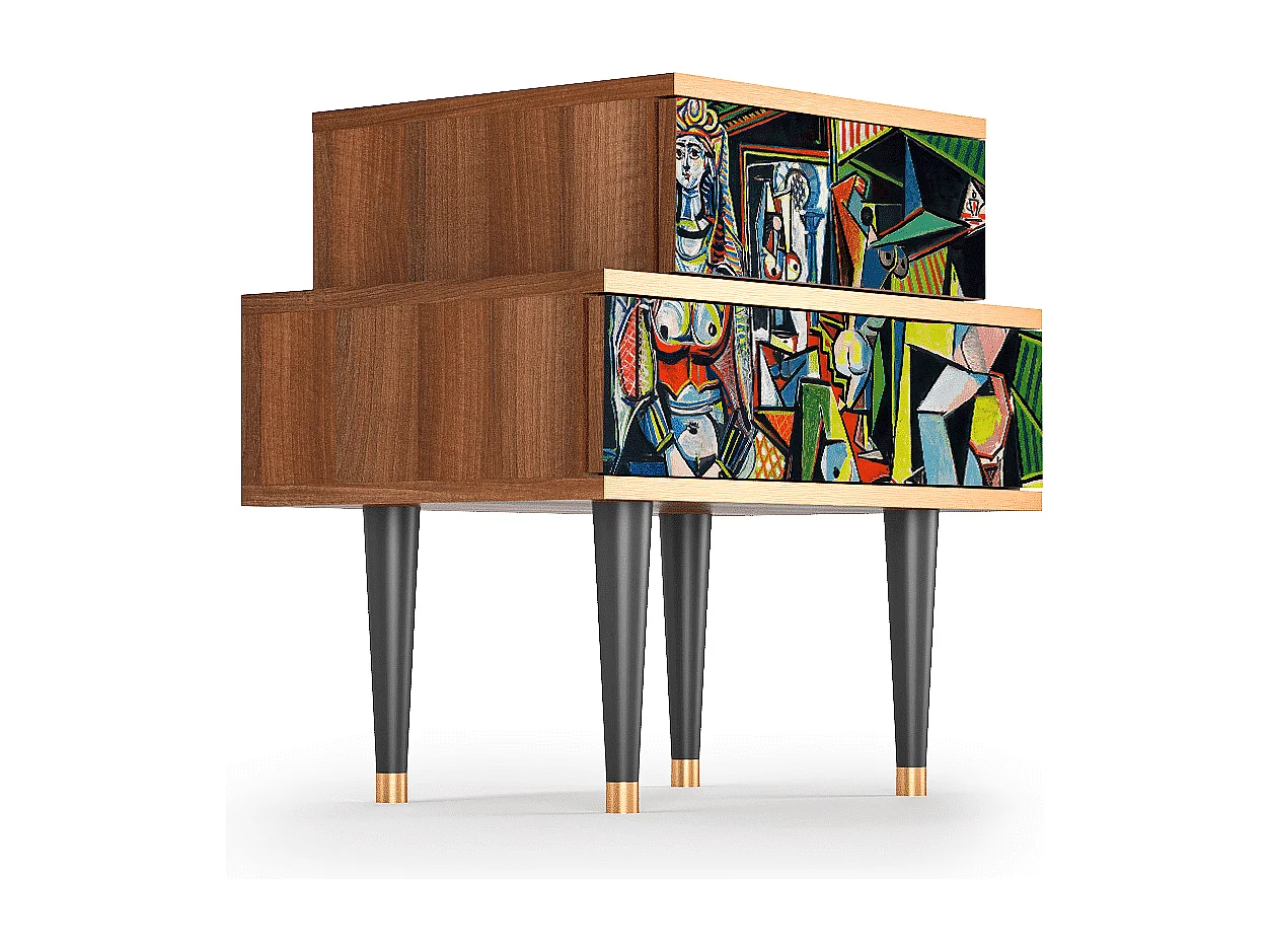 Stolik nocny - 58х58х41 cm - NS1 - Women of Algiers, Orzech