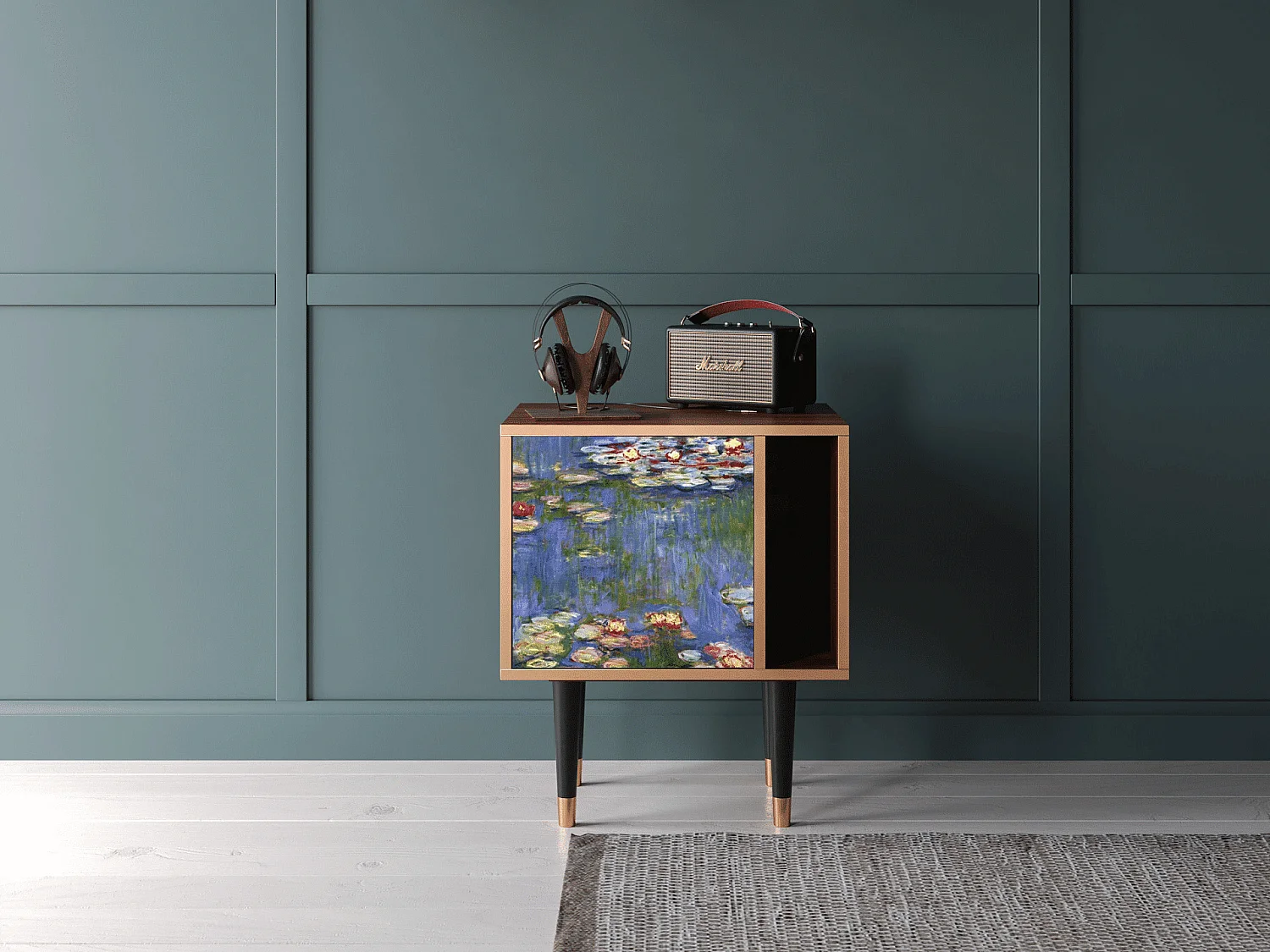 Table de nuit - 57х69х48 cm - S2 - The water lily pond  , Noyer