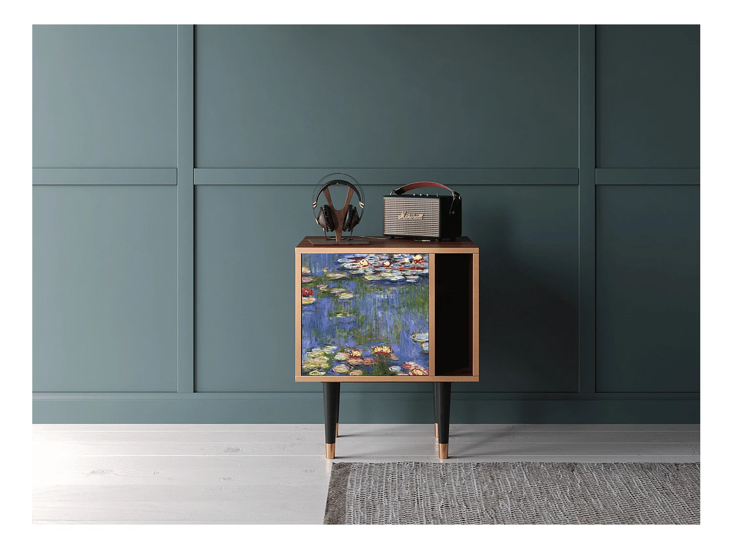 Table de nuit - 57х69х48 cm - S2 - The water lily pond  , Noyer