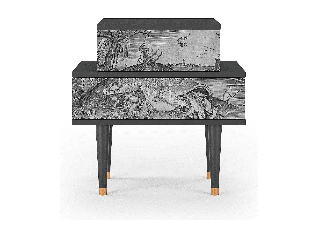 Comodino - 58х58х41 cm - NS1 - Big Fish Eat Little, Antracite