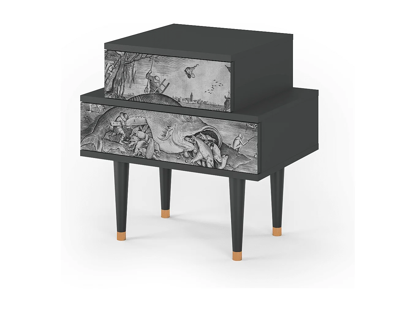 Comodino - 58х58х41 cm - NS1 - Big Fish Eat Little, Antracite