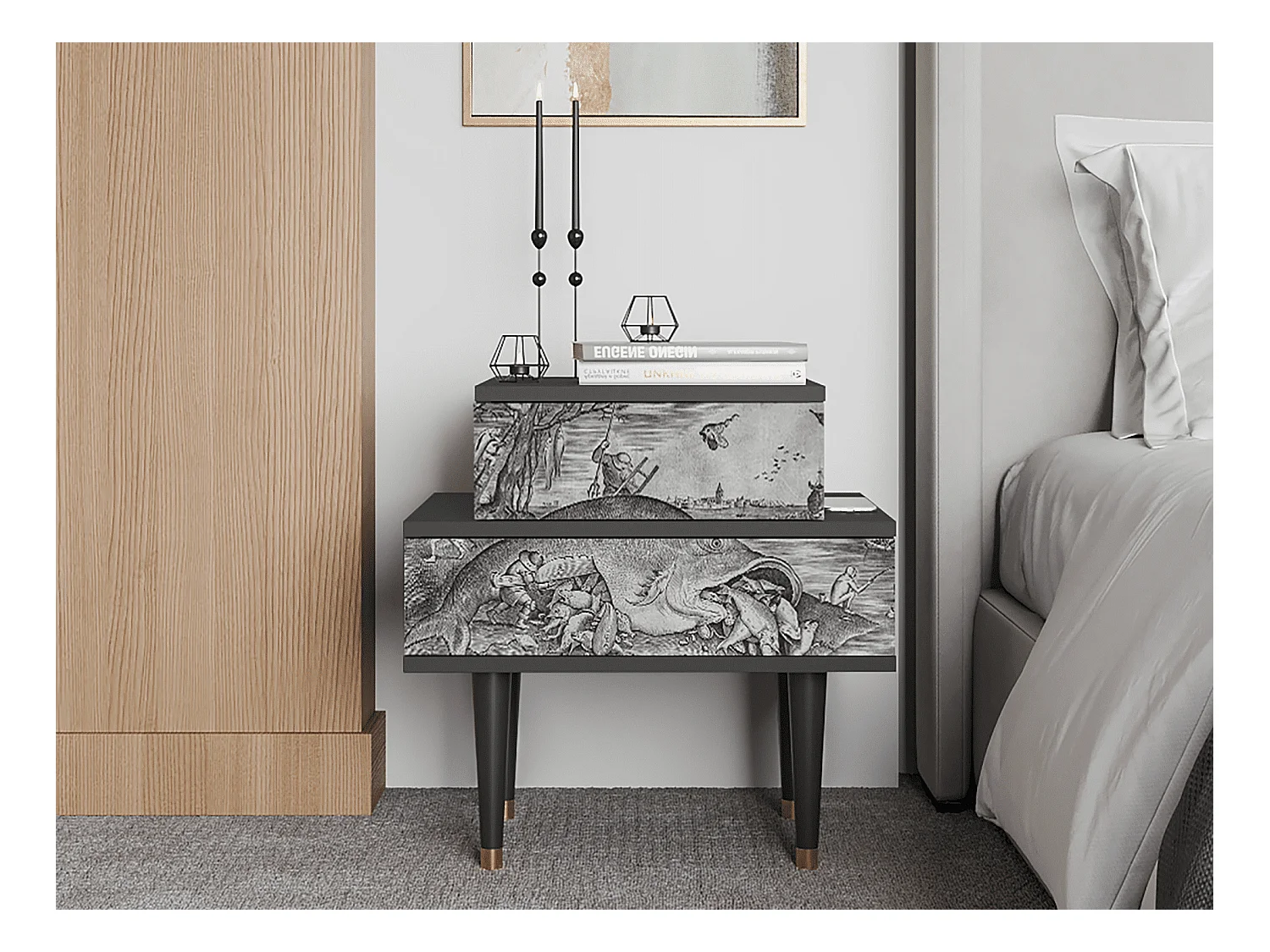 Table de nuit - 58х58х41 cm - NS1 - Big Fish Eat Little, Anthracite