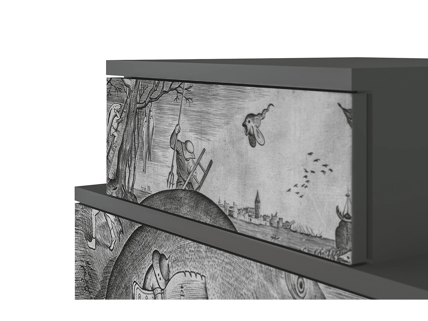 Table de nuit - 58х58х41 cm - NS1 - Big Fish Eat Little, Anthracite