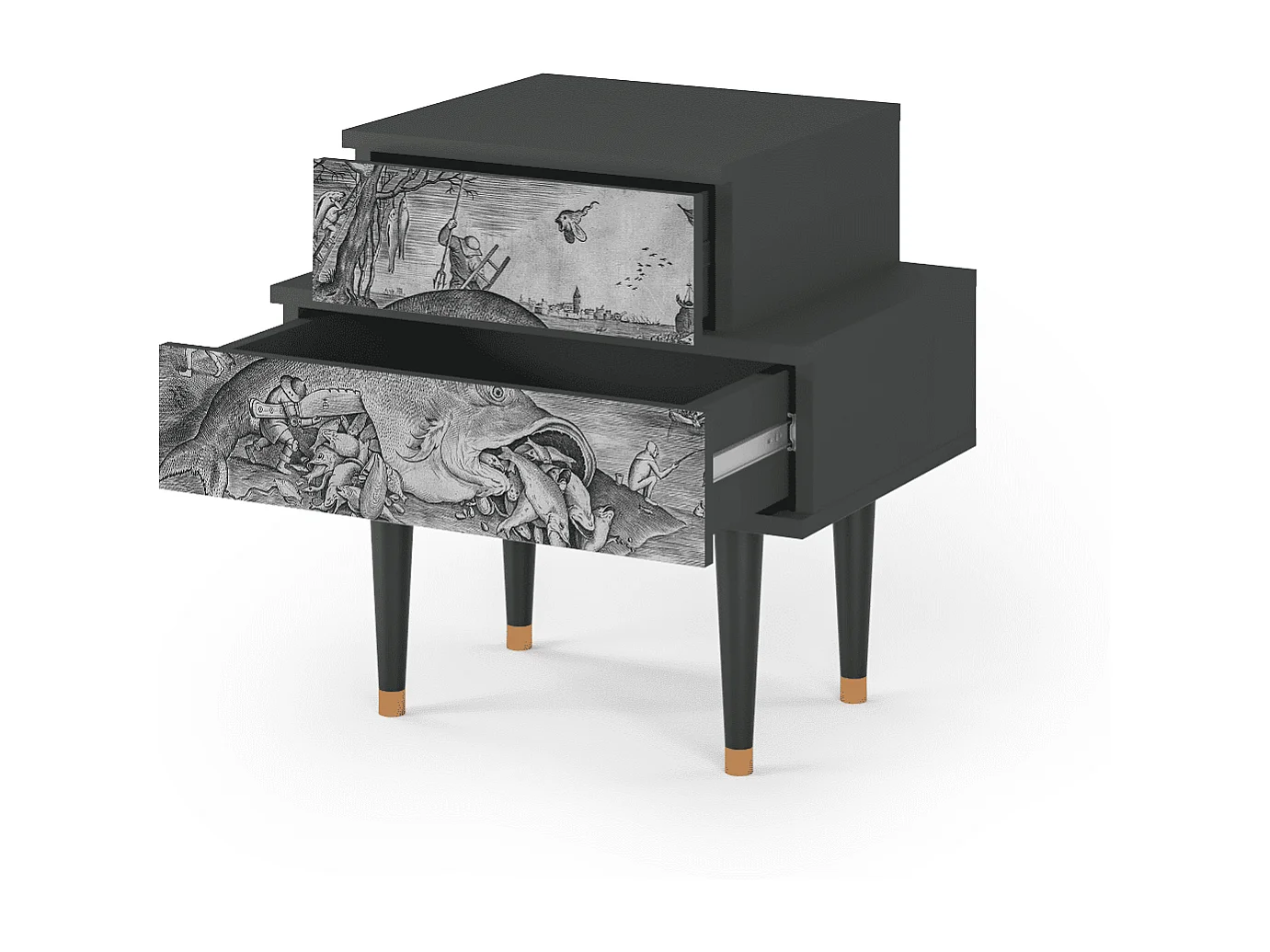 Table de nuit - 58х58х41 cm - NS1 - Big Fish Eat Little, Anthracite