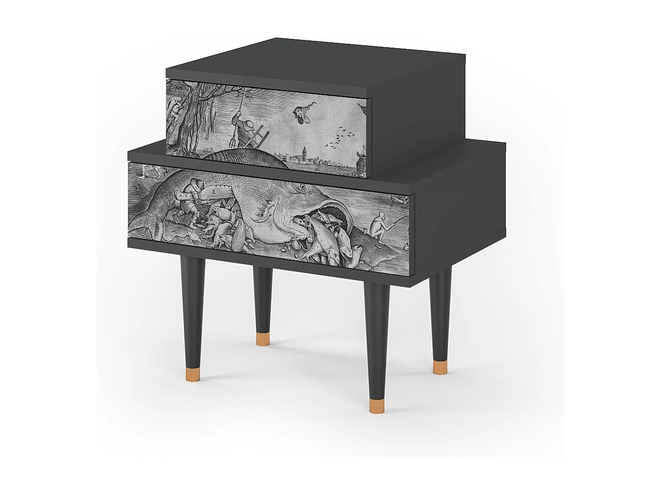 Table de nuit - 58х58х41 cm - NS1 - Big Fish Eat Little, Anthracite