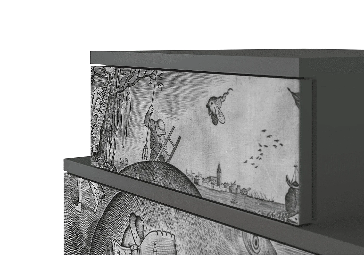 Table de nuit - 58х58х41 cm - NS1 - Big Fish Eat Little, Anthracite