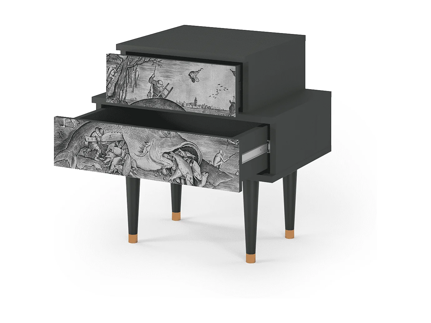 Table de nuit - 58х58х41 cm - NS1 - Big Fish Eat Little, Anthracite