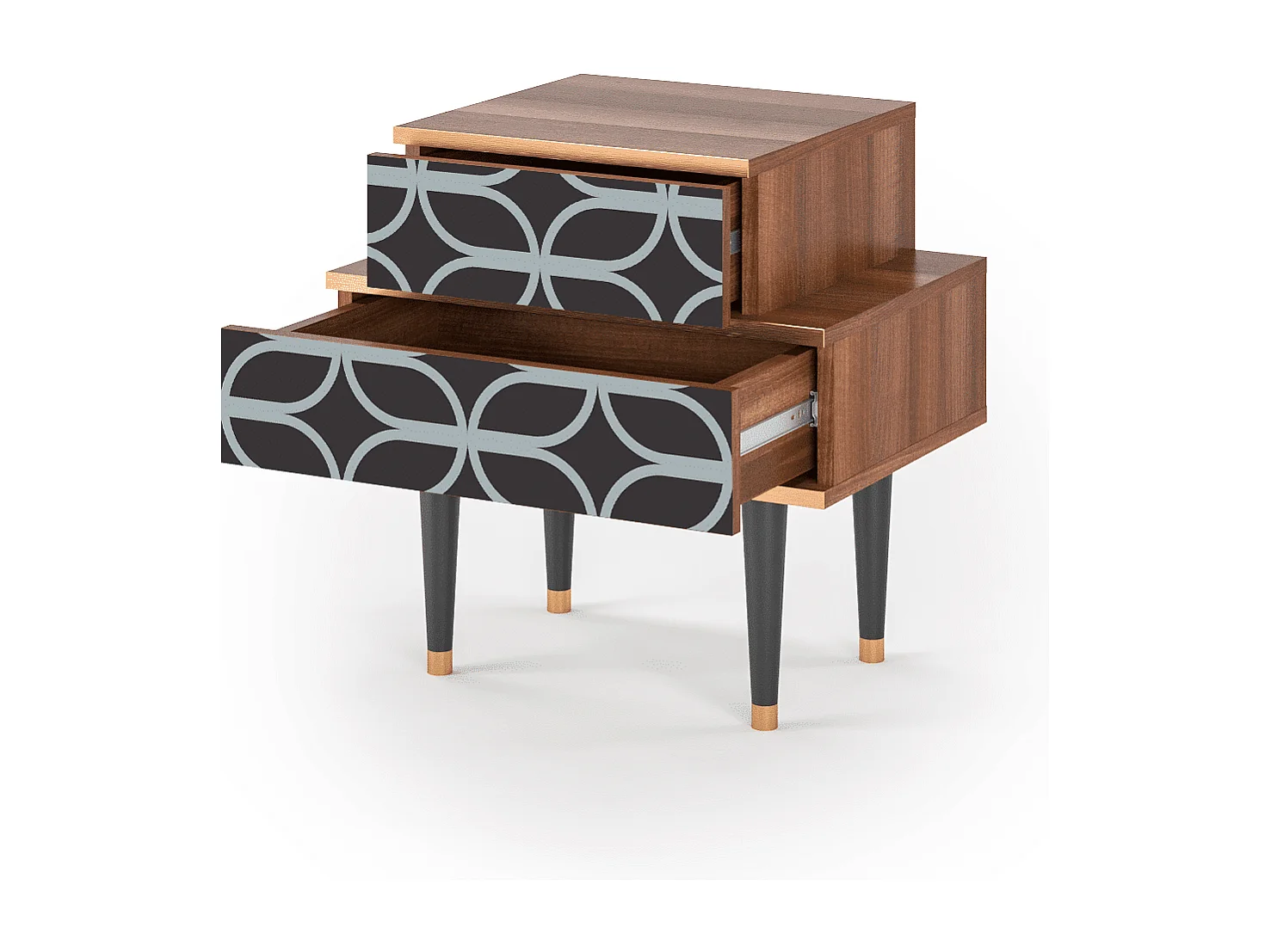 Table de nuit - 58х58х41 cm - NS1 - Braided Blue, Noyer