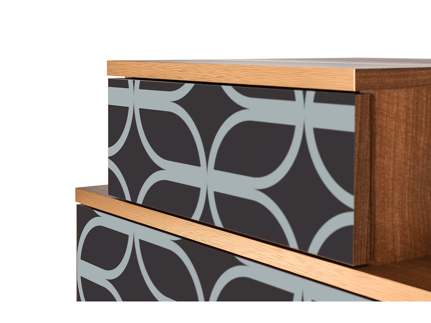 Table de nuit - 58х58х41 cm - NS1 - Braided Blue, Noyer