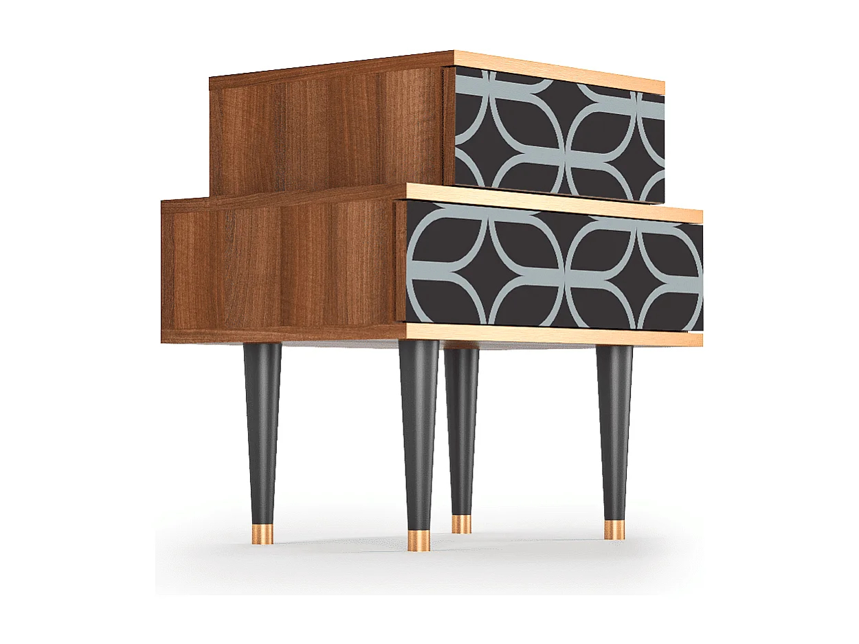 Table de nuit - 58х58х41 cm - NS1 - Braided Blue, Noyer