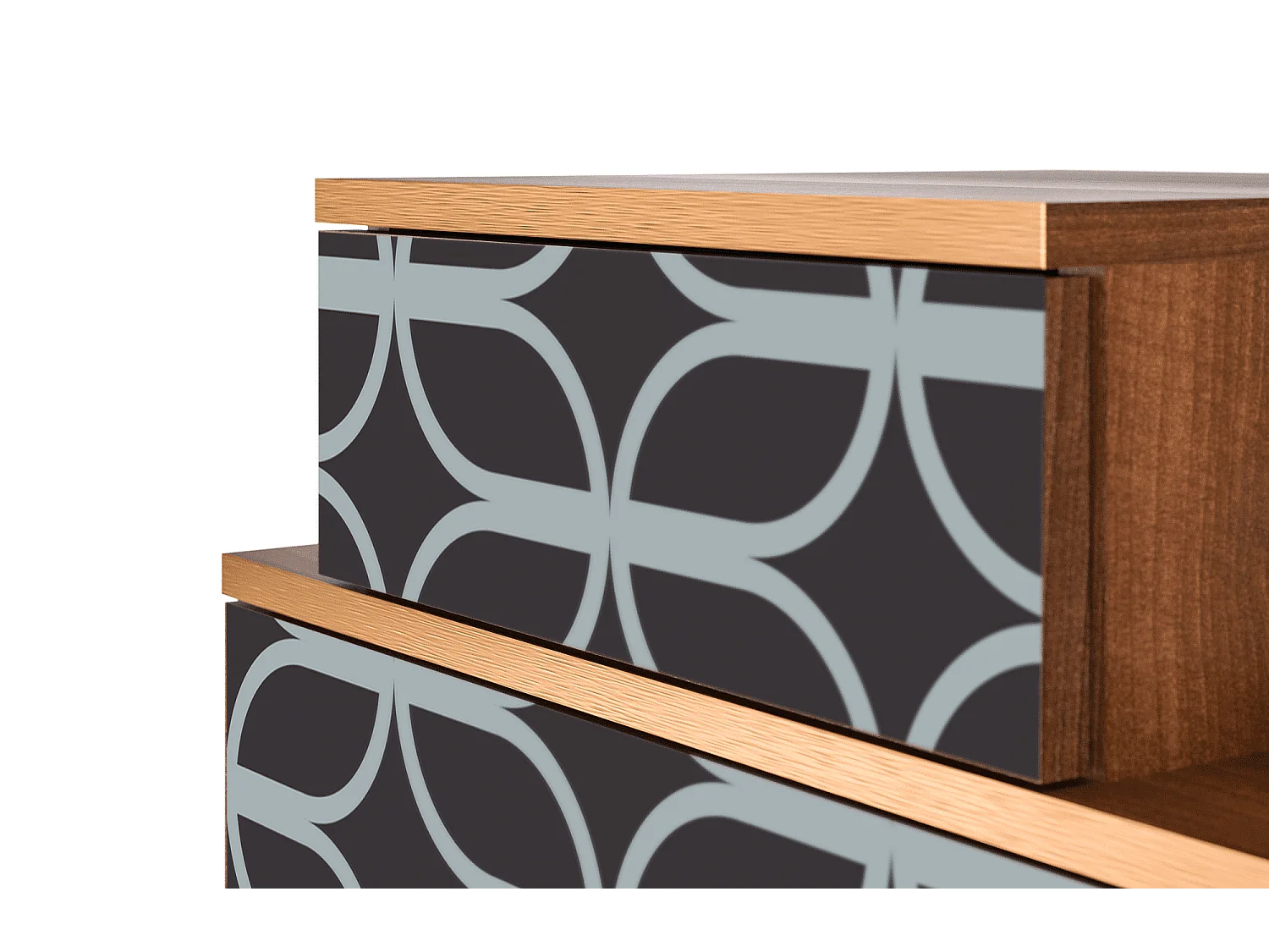 Table de nuit - 58х58х41 cm - NS1 - Braided Blue, Noyer