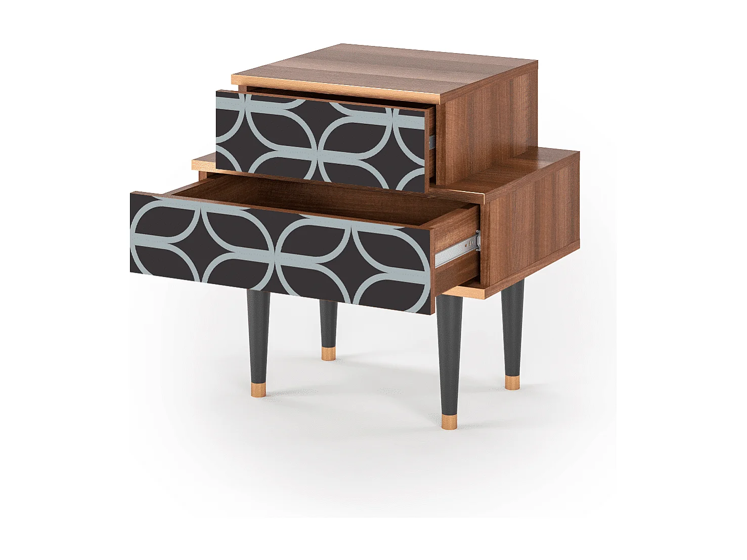 Table de nuit - 58х58х41 cm - NS1 - Braided Blue, Noyer