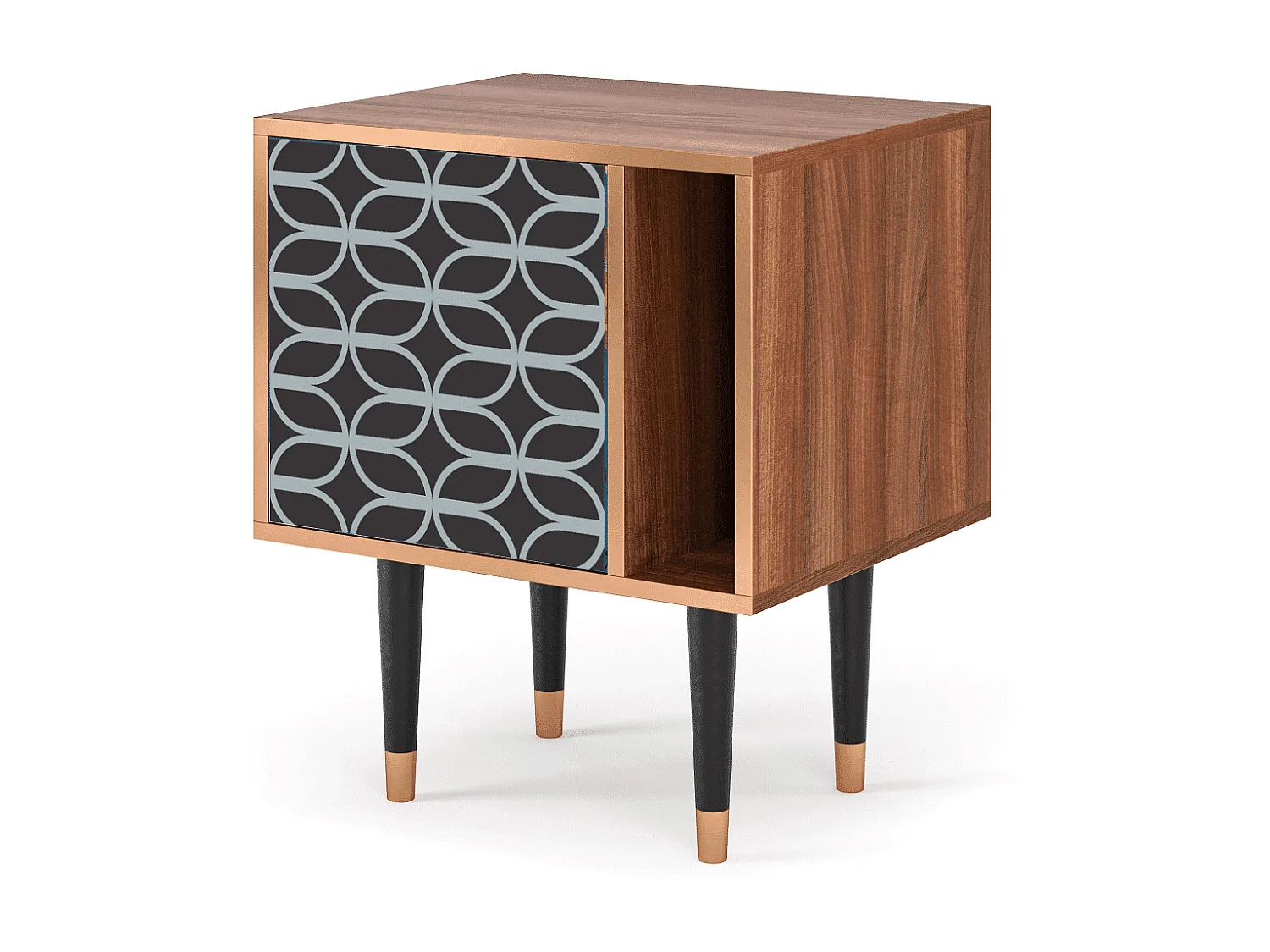 Mesita de noche - 57х69х48 cm - S2 - Braided Blue, Nogal