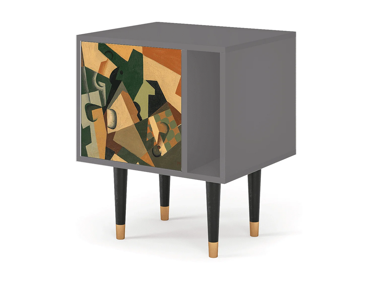 Table de nuit - 57х69х48 cm - S2 - Glass and Checkerboard, Gris