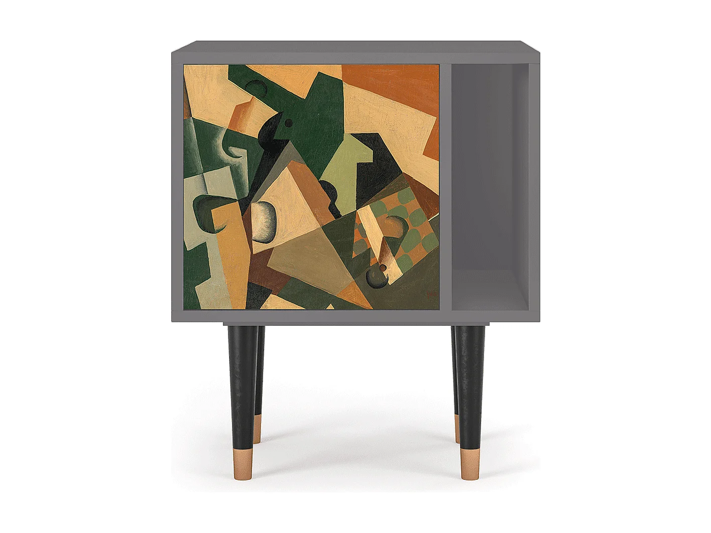 Table de nuit - 57х69х48 cm - S2 - Glass and Checkerboard, Gris