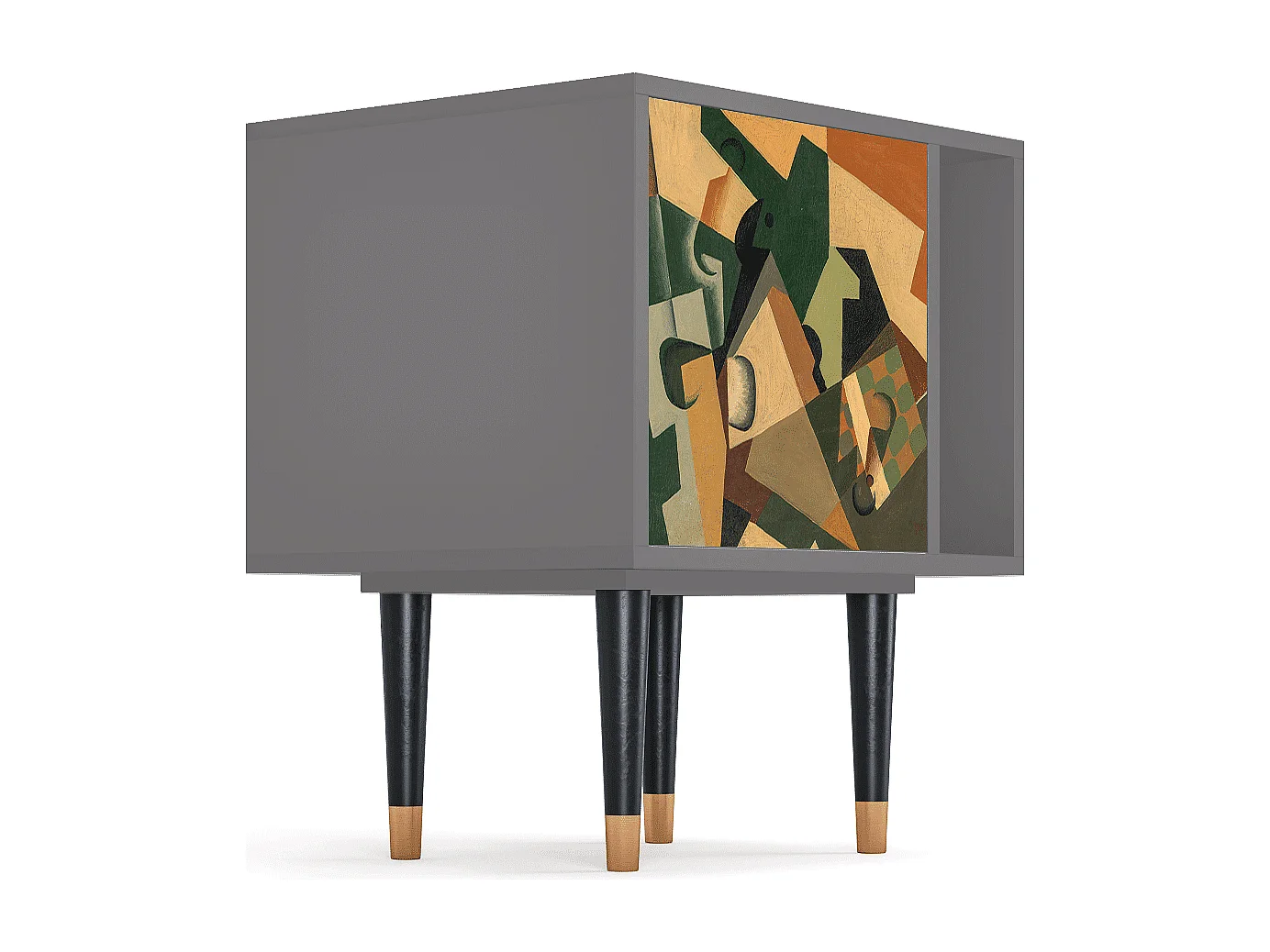 Table de nuit - 57х69х48 cm - S2 - Glass and Checkerboard, Gris