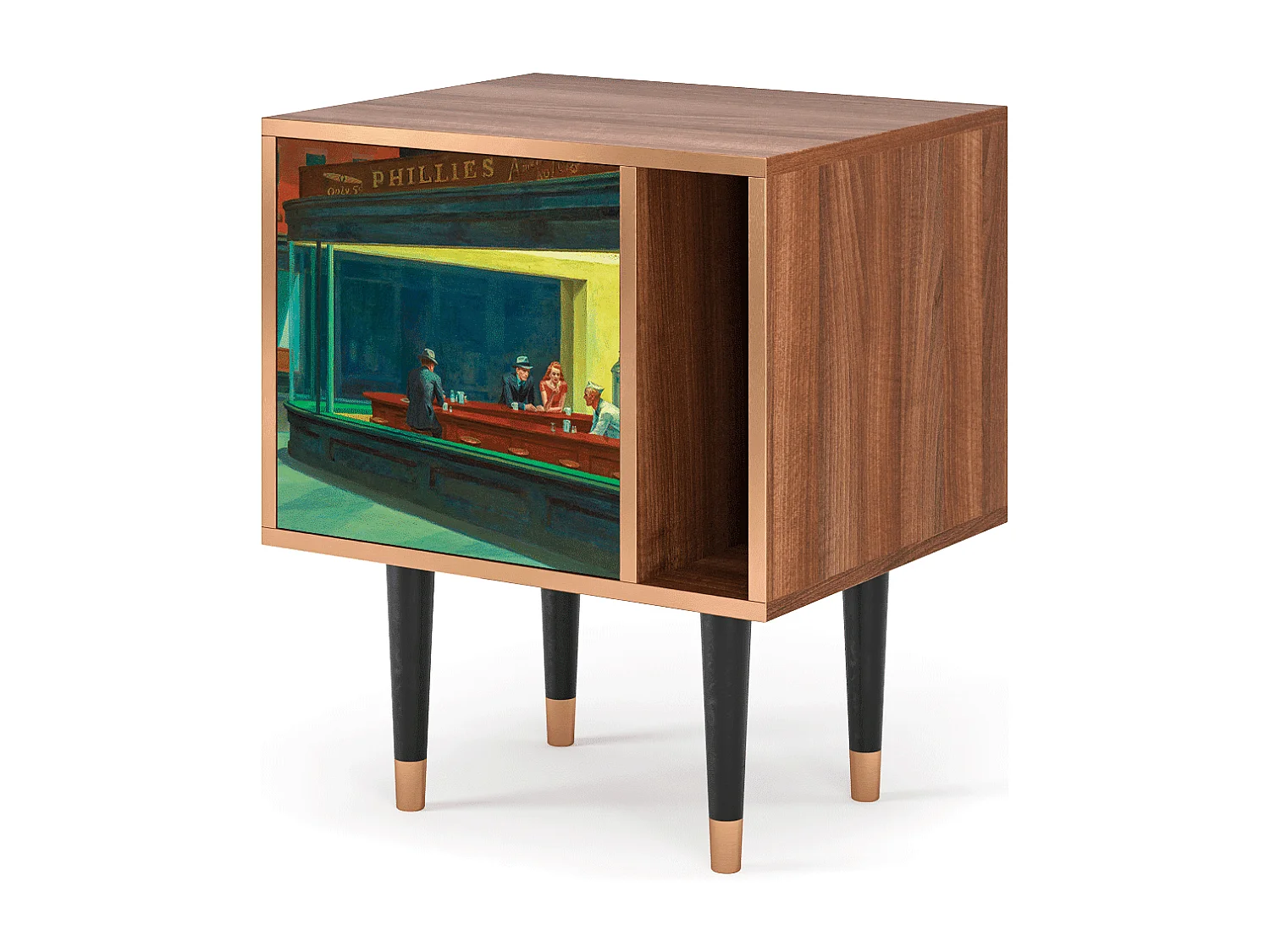 Stolik nocny - 57х69х48 cm - S2 - Nighthawks by Hopper, Orzech