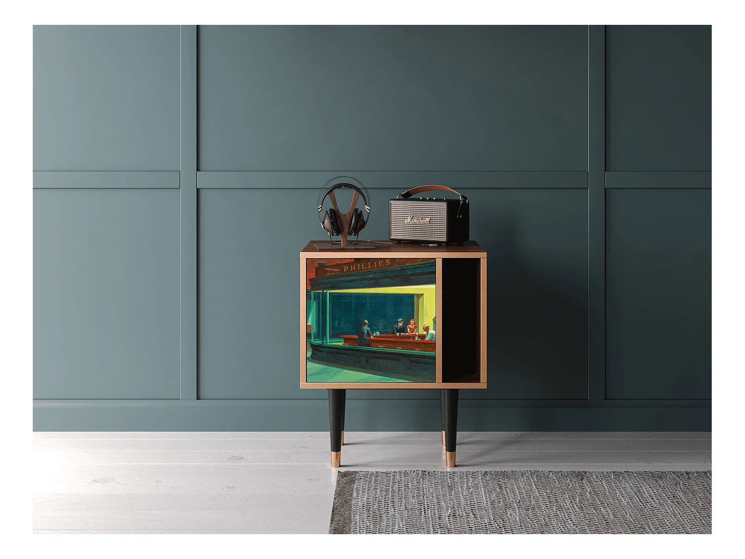 Table de nuit - 57х69х48 cm - S2 - Nighthawks by Hopper, Noyer