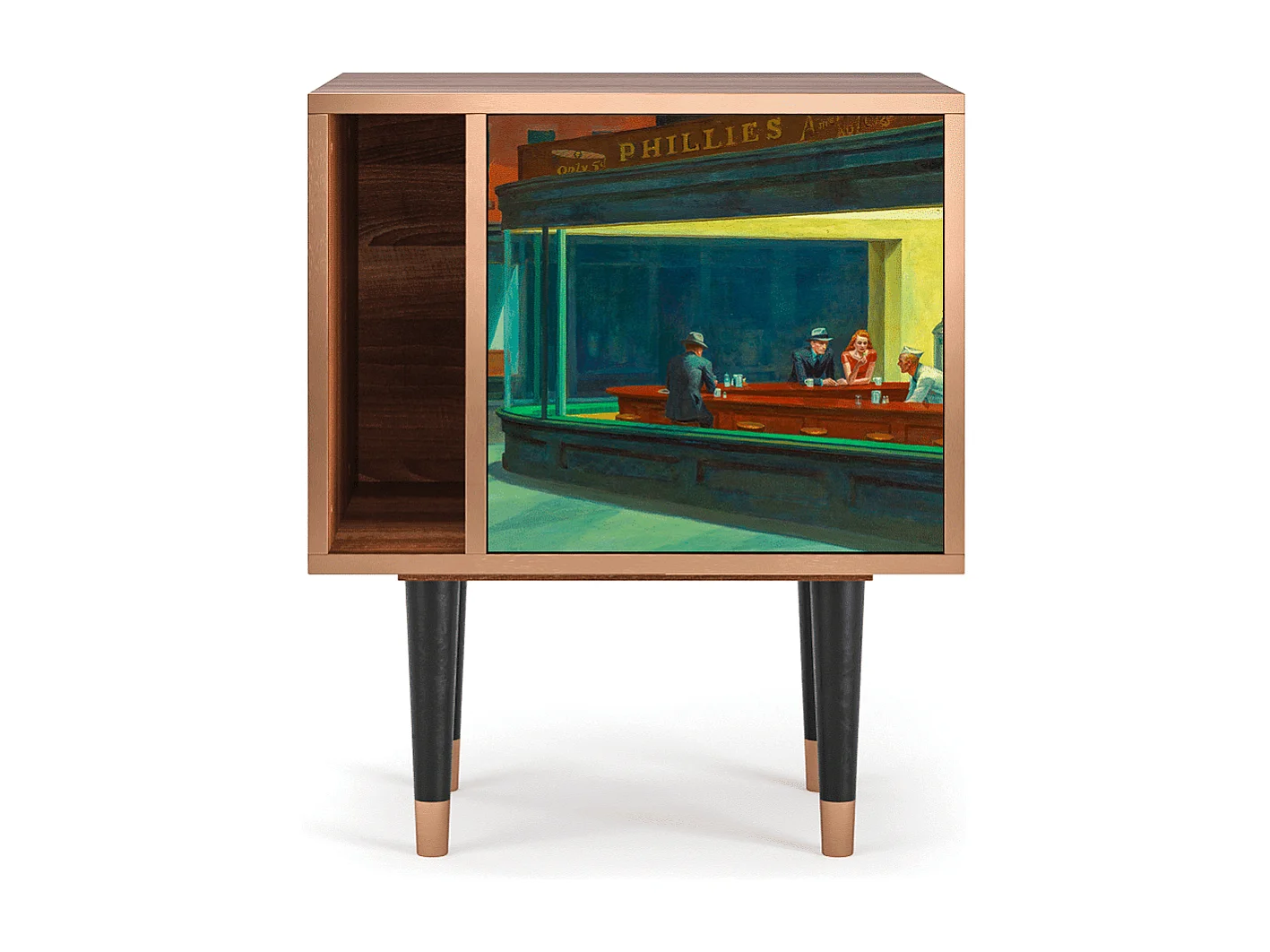 Comodino - 57х69х48 cm - S2 - Nighthawks by Hopper, Noce