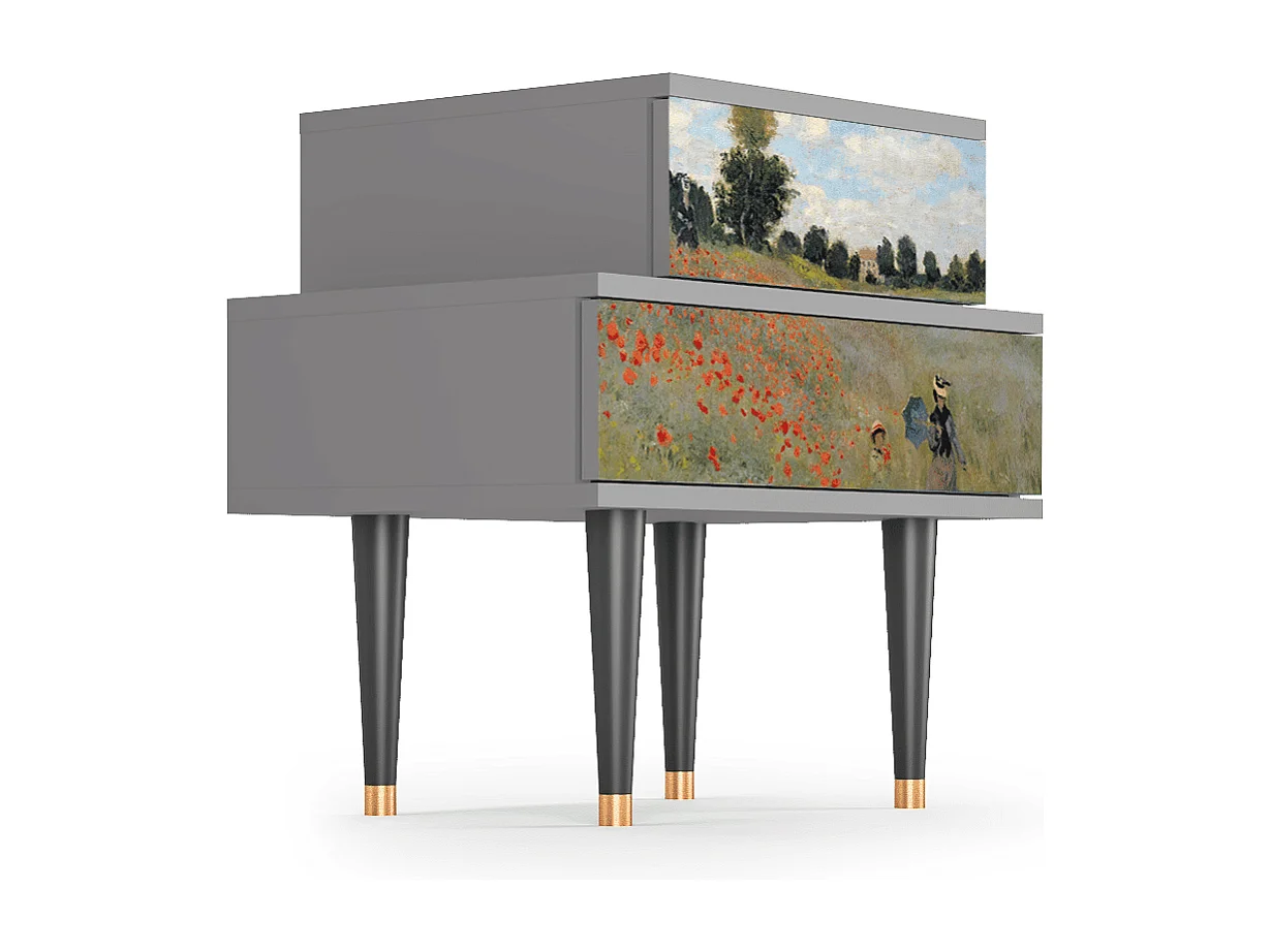 Table de nuit - 58х58х41 cm - NS1 - The Poppy Field   , Gris
