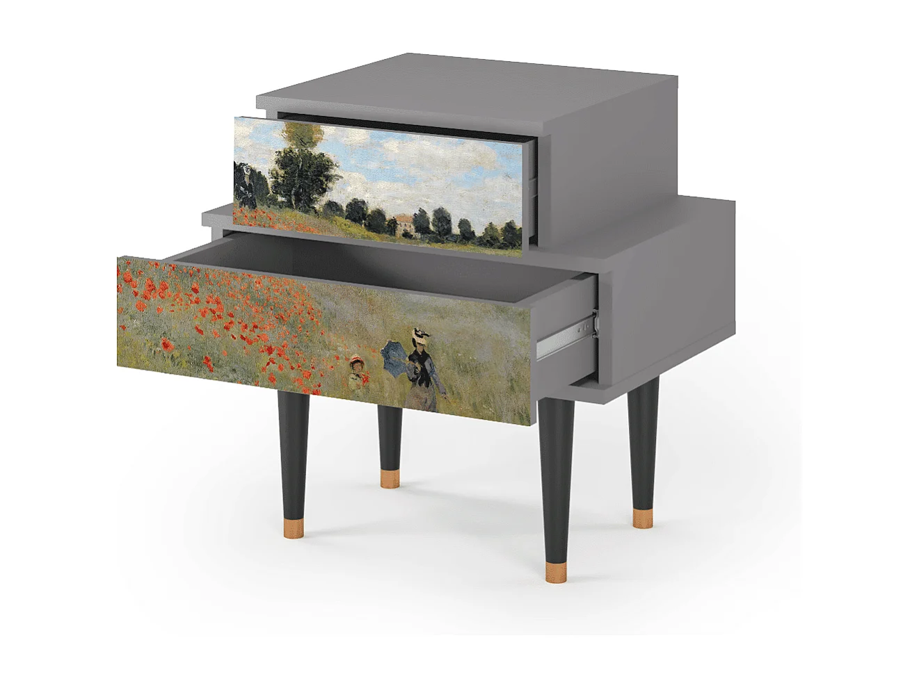 Table de nuit - 58х58х41 cm - NS1 - The Poppy Field   , Gris