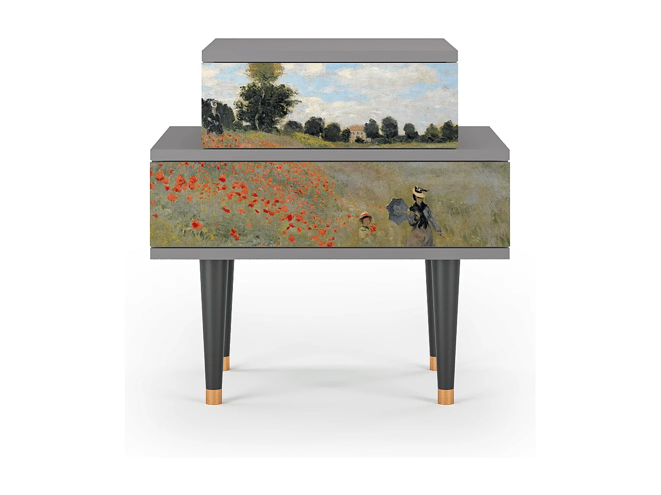 Table de nuit - 58х58х41 cm - NS1 - The Poppy Field   , Gris