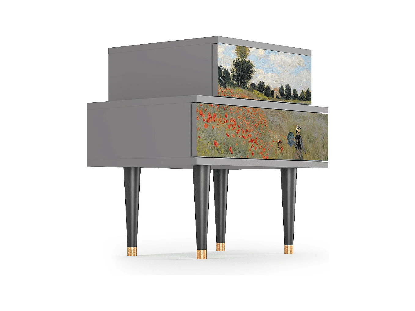 Table de nuit - 58х58х41 cm - NS1 - The Poppy Field   , Gris