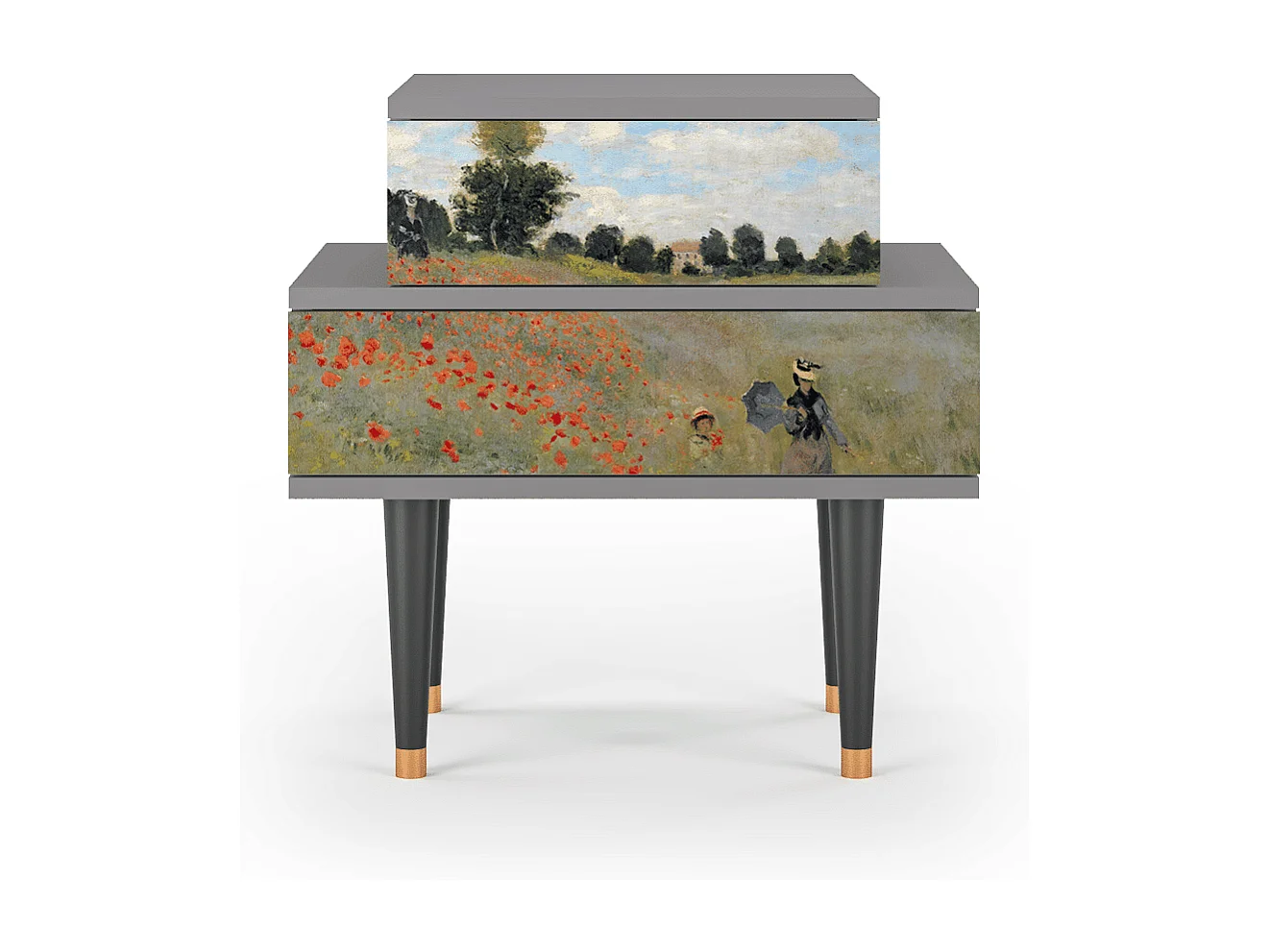 Table de nuit - 58х58х41 cm - NS1 - The Poppy Field   , Gris