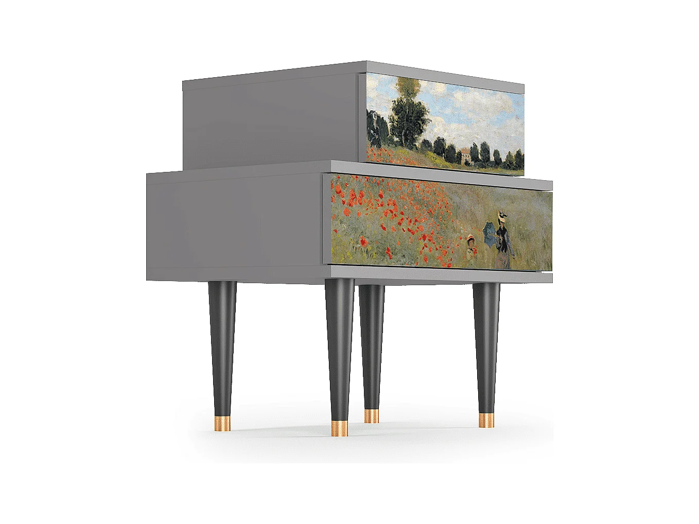 Table de nuit - 58х58х41 cm - NS1 - The Poppy Field   , Gris