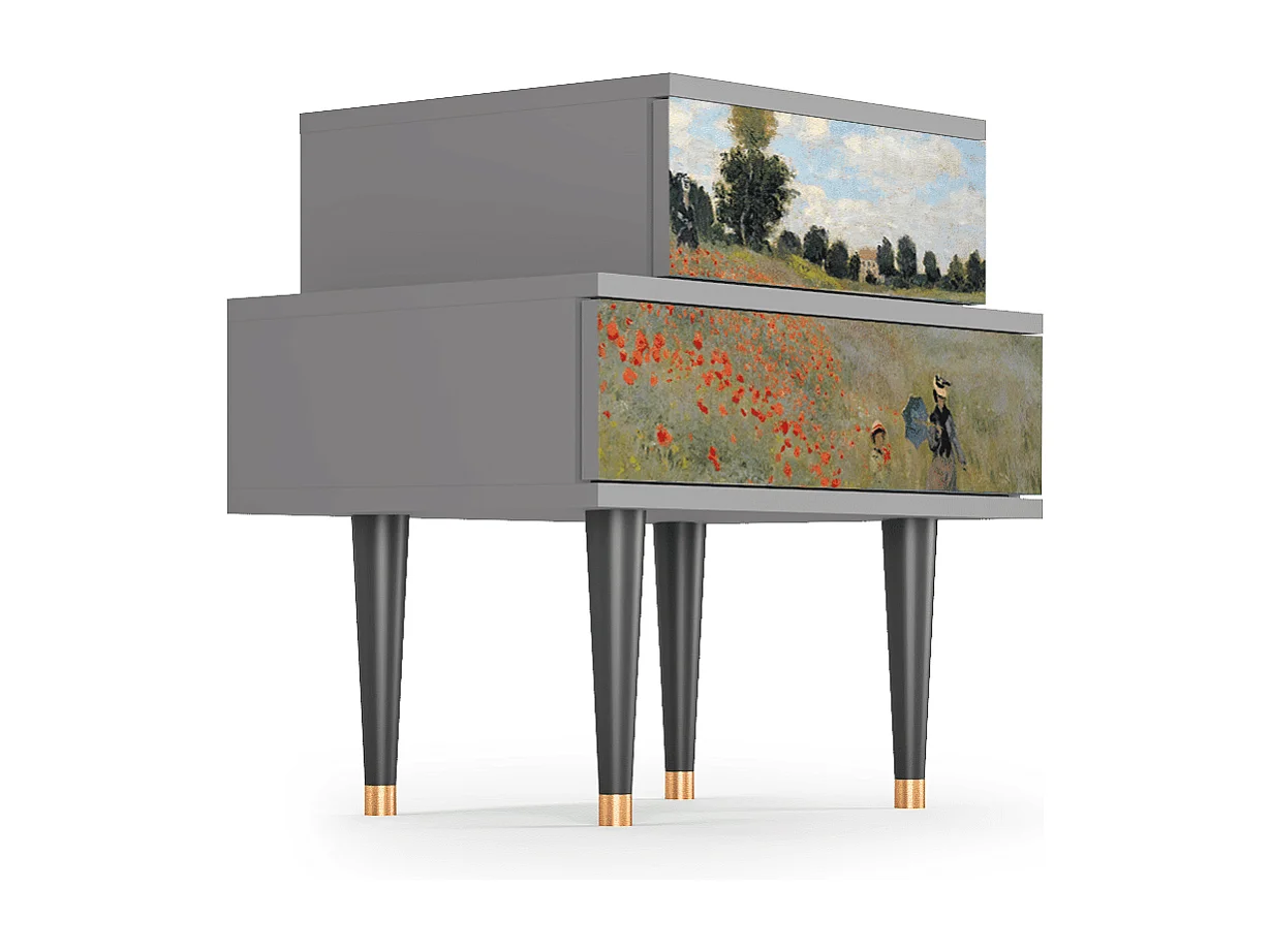 Table de nuit - 58х58х41 cm - NS1 - The Poppy Field   , Gris