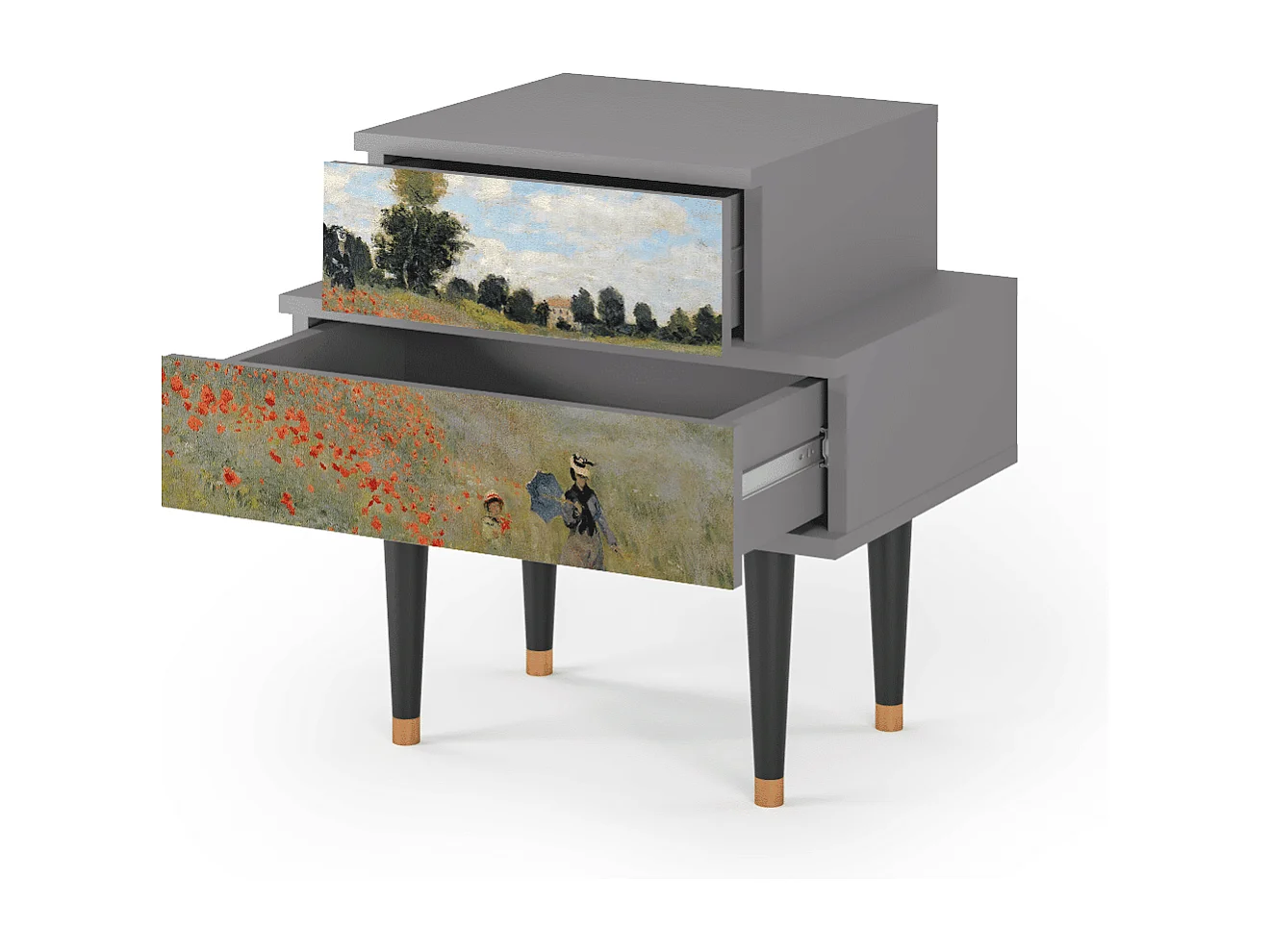 Table de nuit - 58х58х41 cm - NS1 - The Poppy Field   , Gris