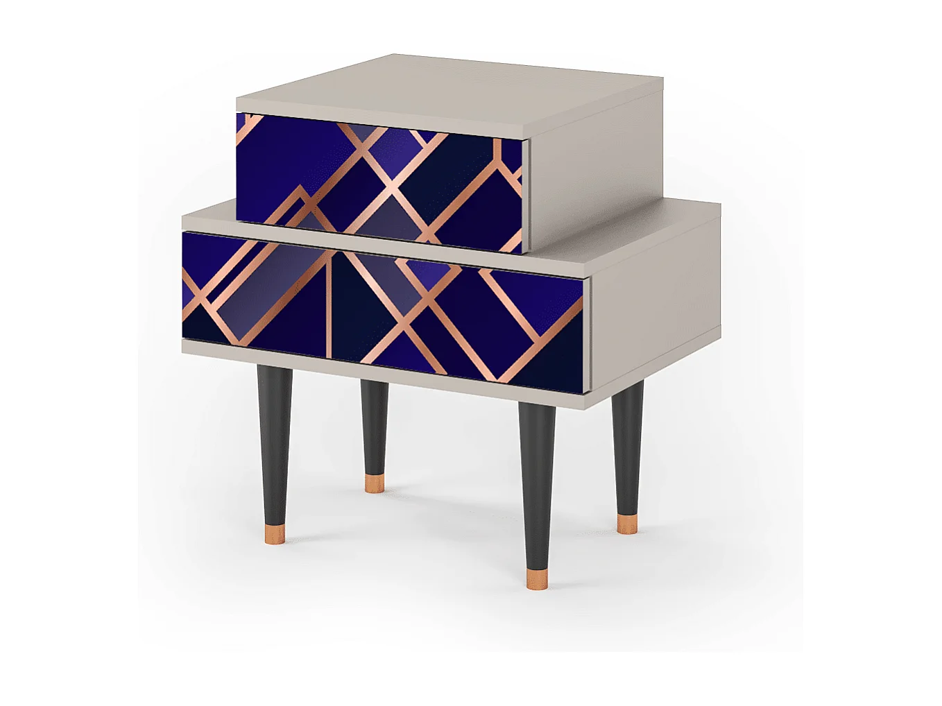 Stolik nocny - 58х58х41 cm - NS1 - Aquamarine Getsby, Piaskowy