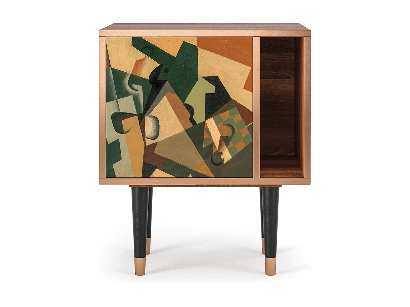 Table de nuit - 57х69х48 cm - S2 - Glass and Checkerboard, Noyer