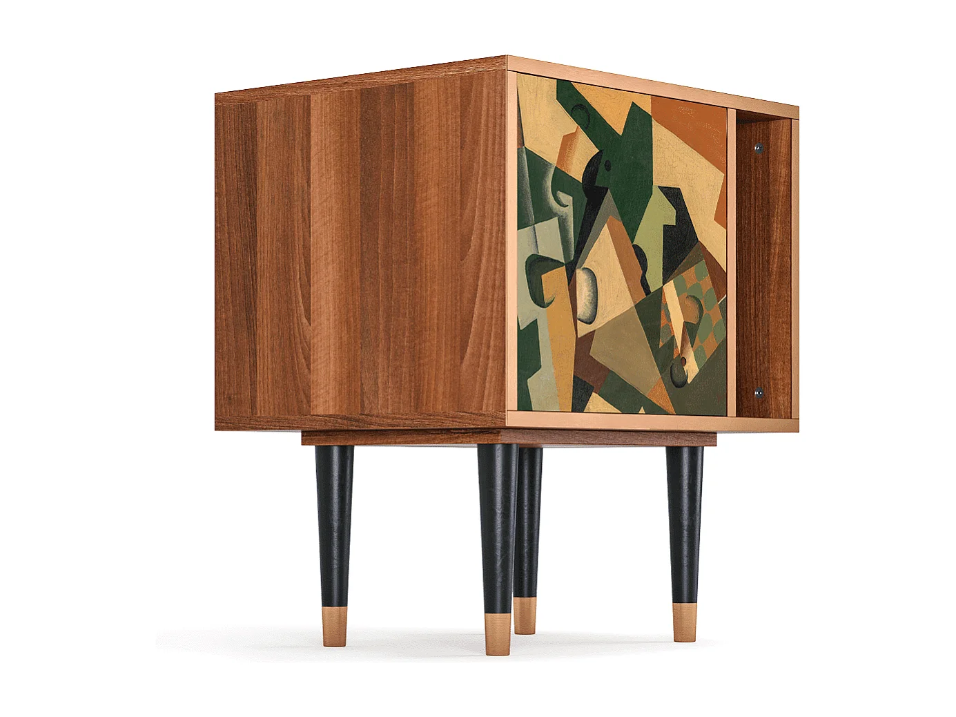 Table de nuit - 57х69х48 cm - S2 - Glass and Checkerboard, Noyer