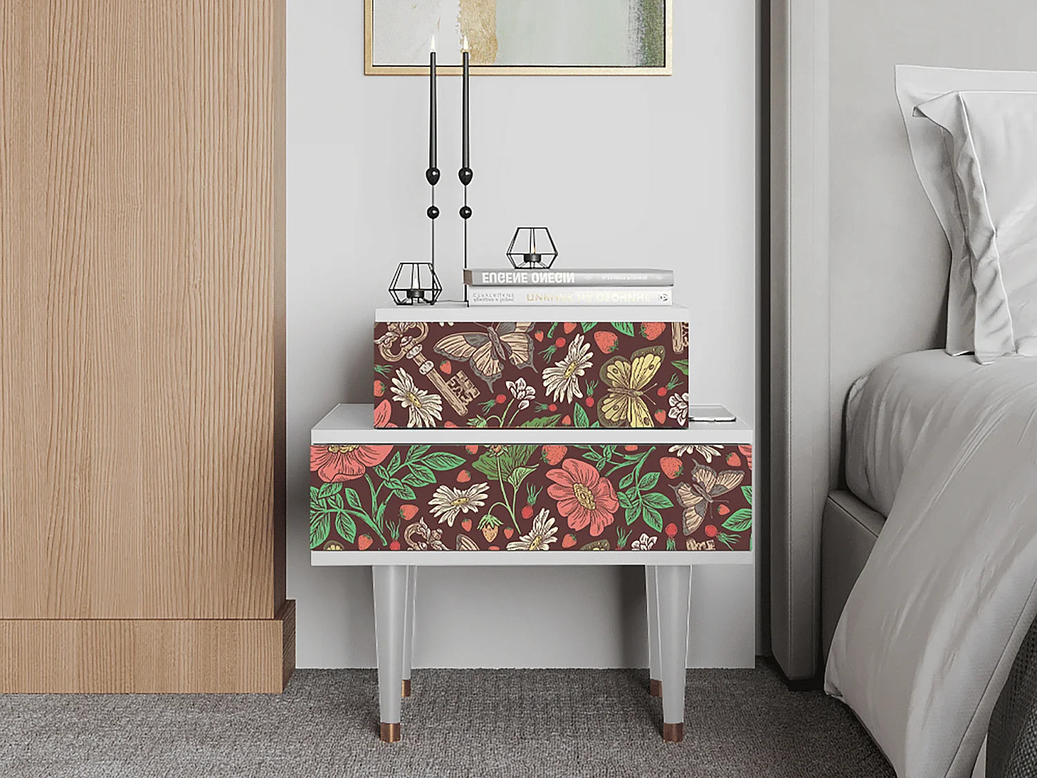 Criado-mudo - 58х58х41 cm - NS1 - Alice in Wonderland, Branco